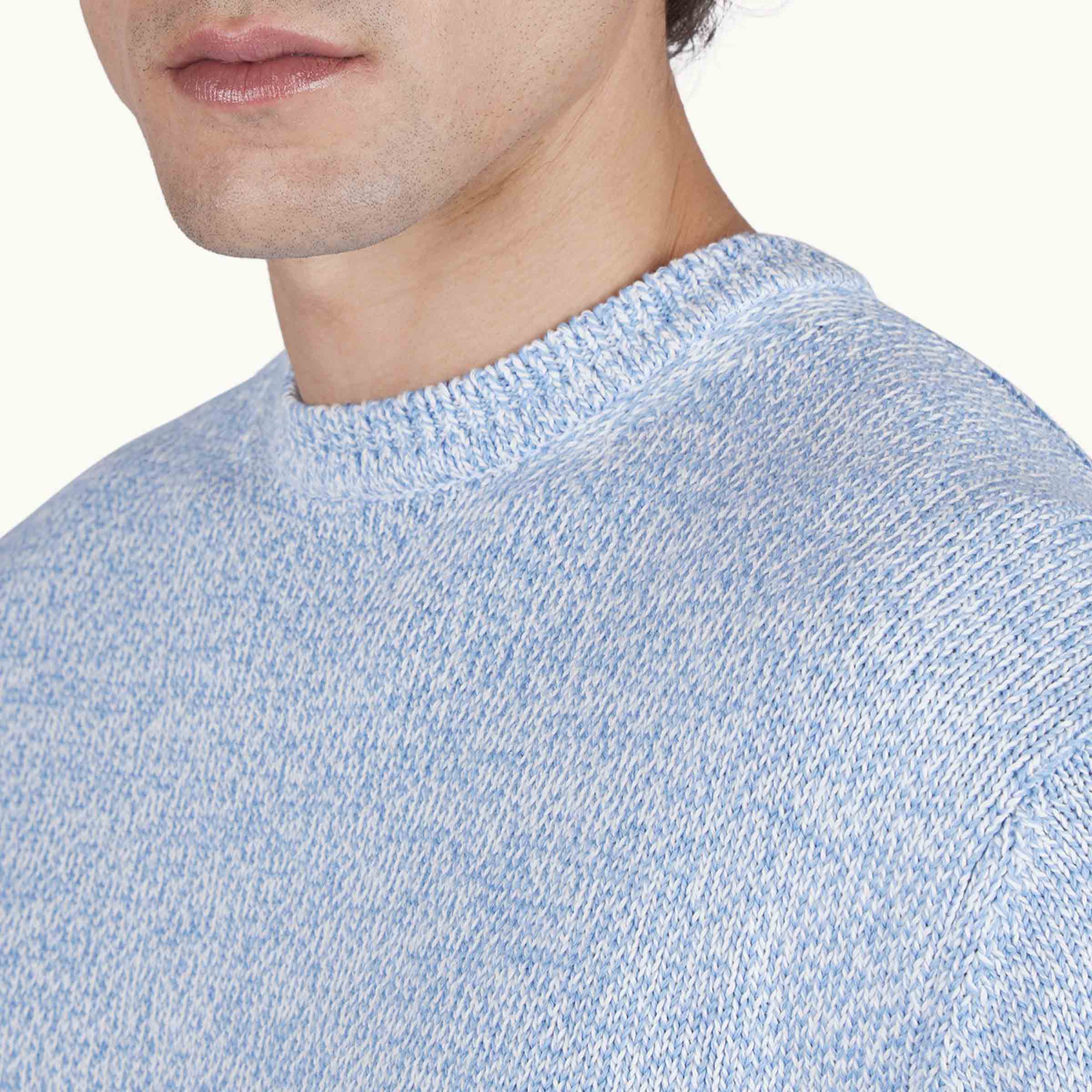 Paul &amp; Shark - Bright white/Blissful Blue Piuma Cotton Crew‑neck Sweater KNITWEAR Paul &amp; Shark