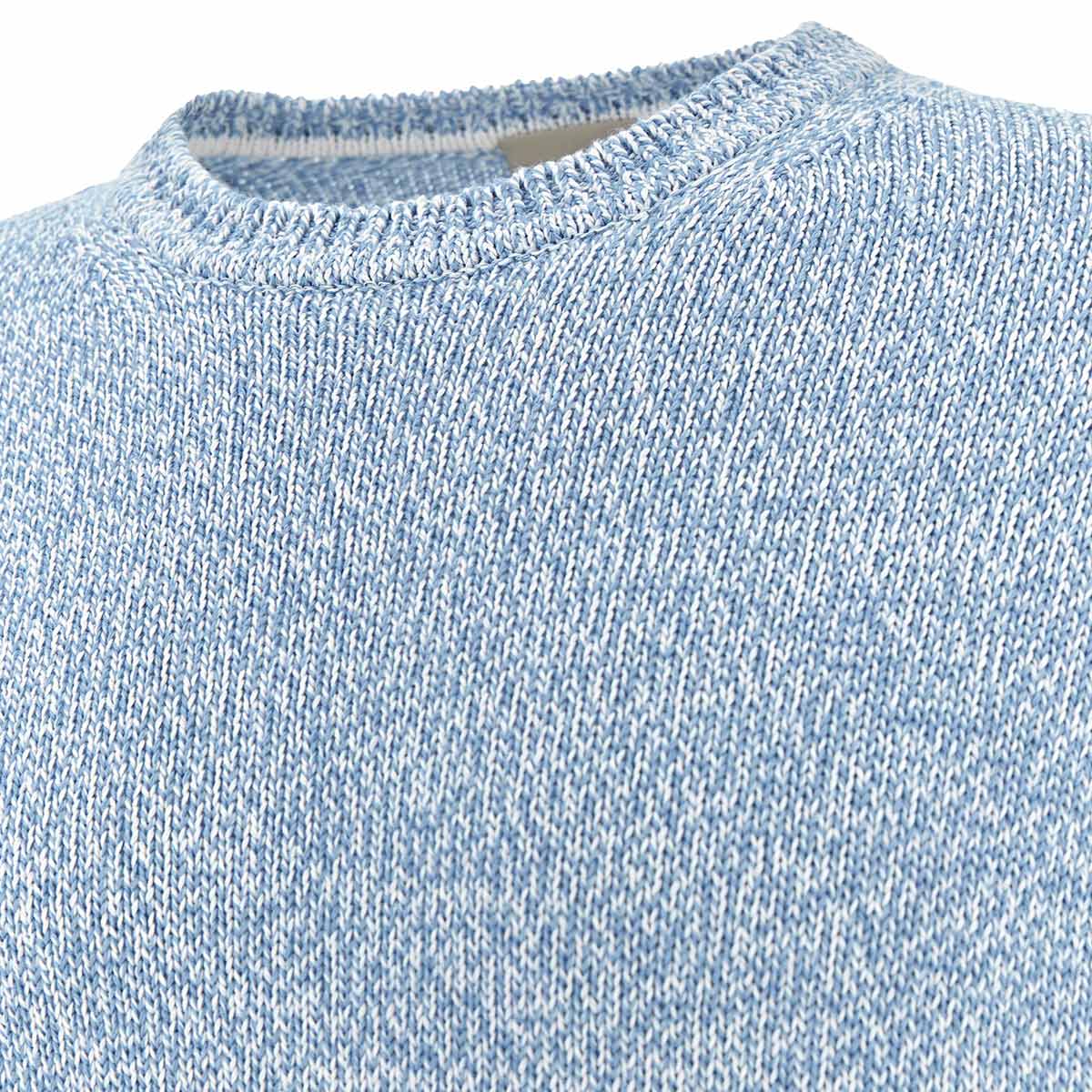 Paul & Shark - Bright white/Blissful Blue Piuma Cotton Crew‑neck Sweater KNITWEAR Paul & Shark