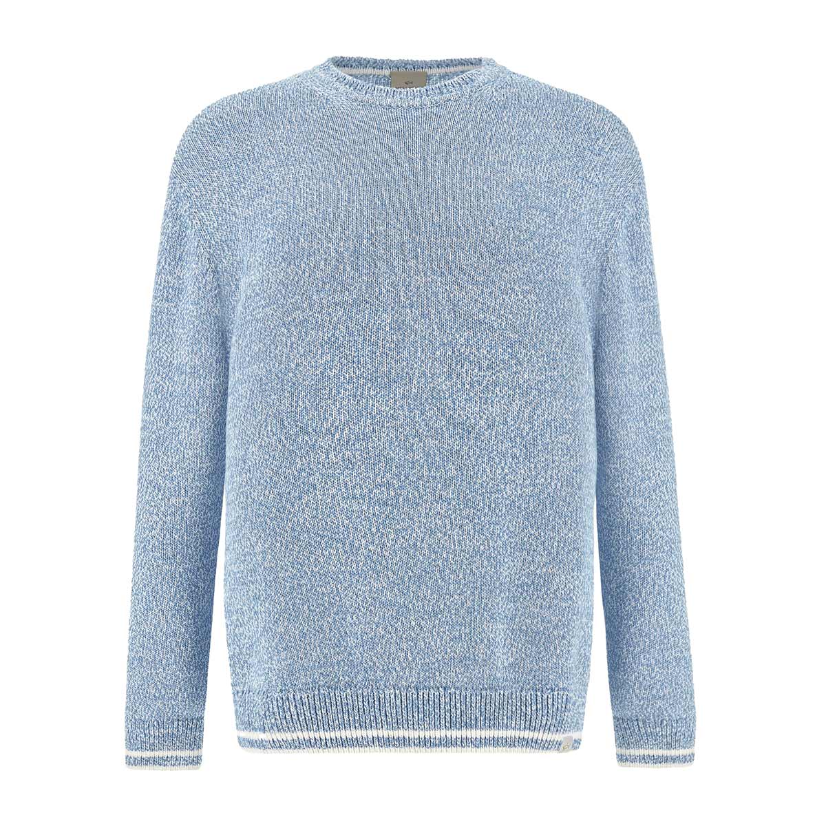 Paul & Shark - Bright white/Blissful Blue Piuma Cotton Crew‑neck Sweater KNITWEAR Paul & Shark