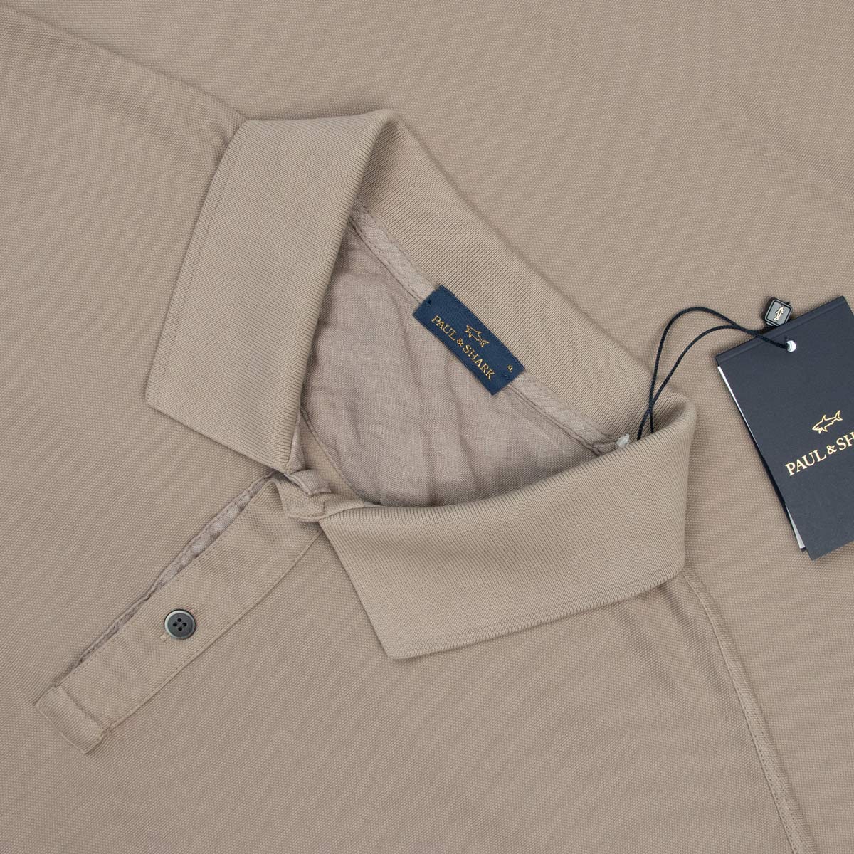 Paul &amp; Shark - Stone Grey Cotton Piqué Polo Shirt S/S POLOS Paul &amp; Shark
