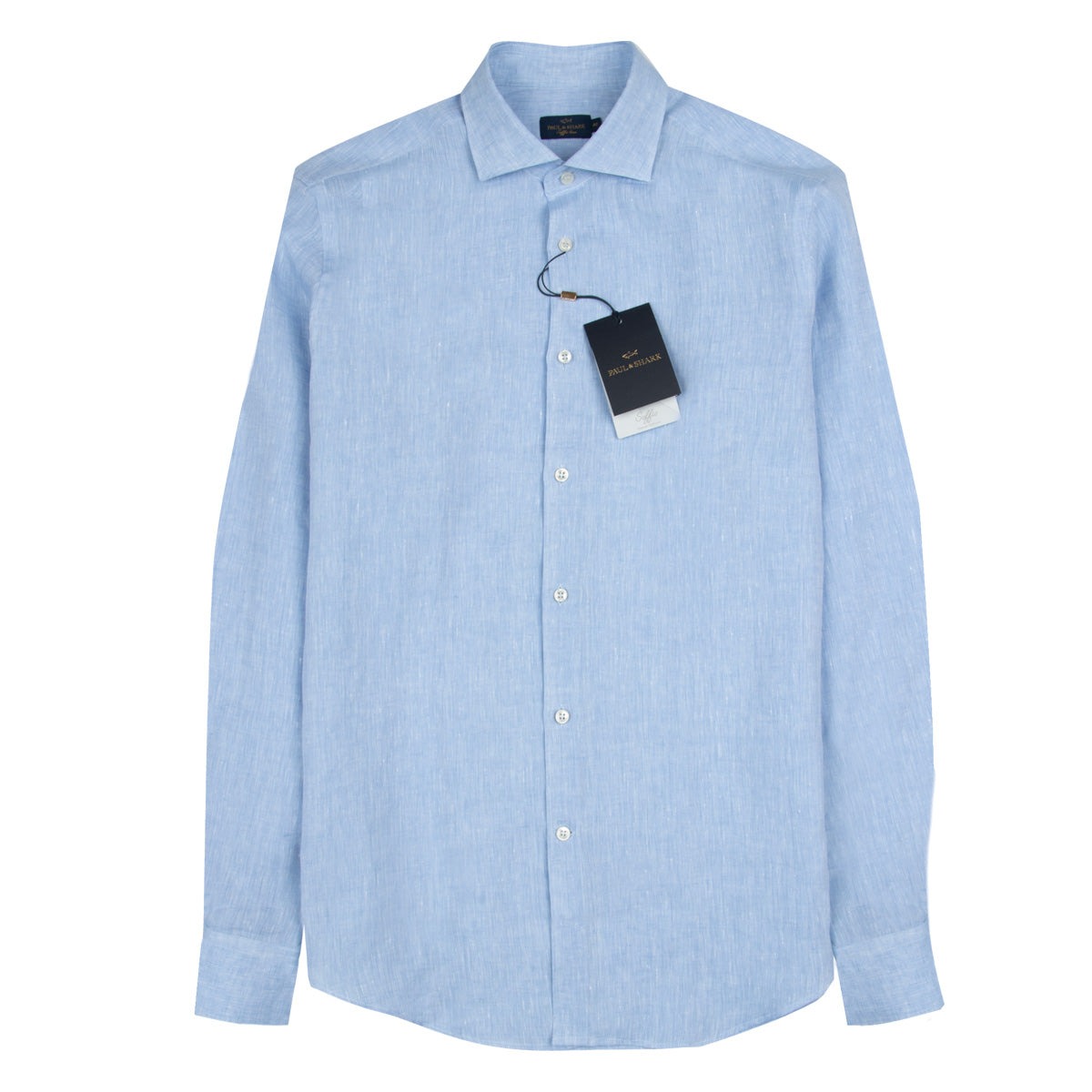 Paul &amp; Shark - Light Blue Soffio Linen Classic Fit Long Sleeve Shirt L/S SHIRTS Paul &amp; Shark