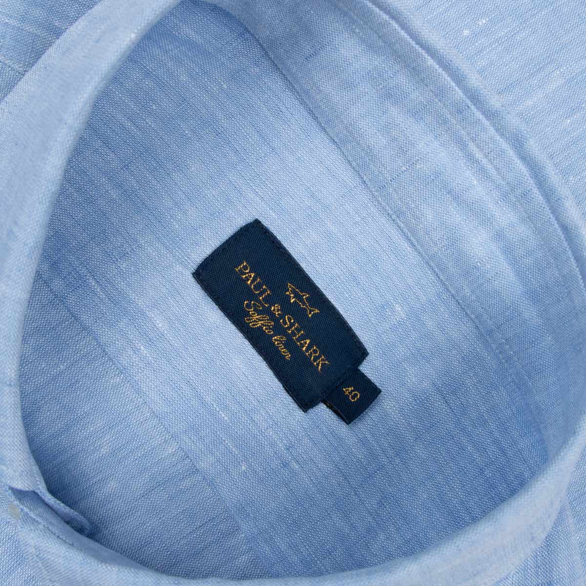 Paul &amp; Shark - Light Blue Soffio Linen Classic Fit Long Sleeve Shirt L/S SHIRTS Paul &amp; Shark