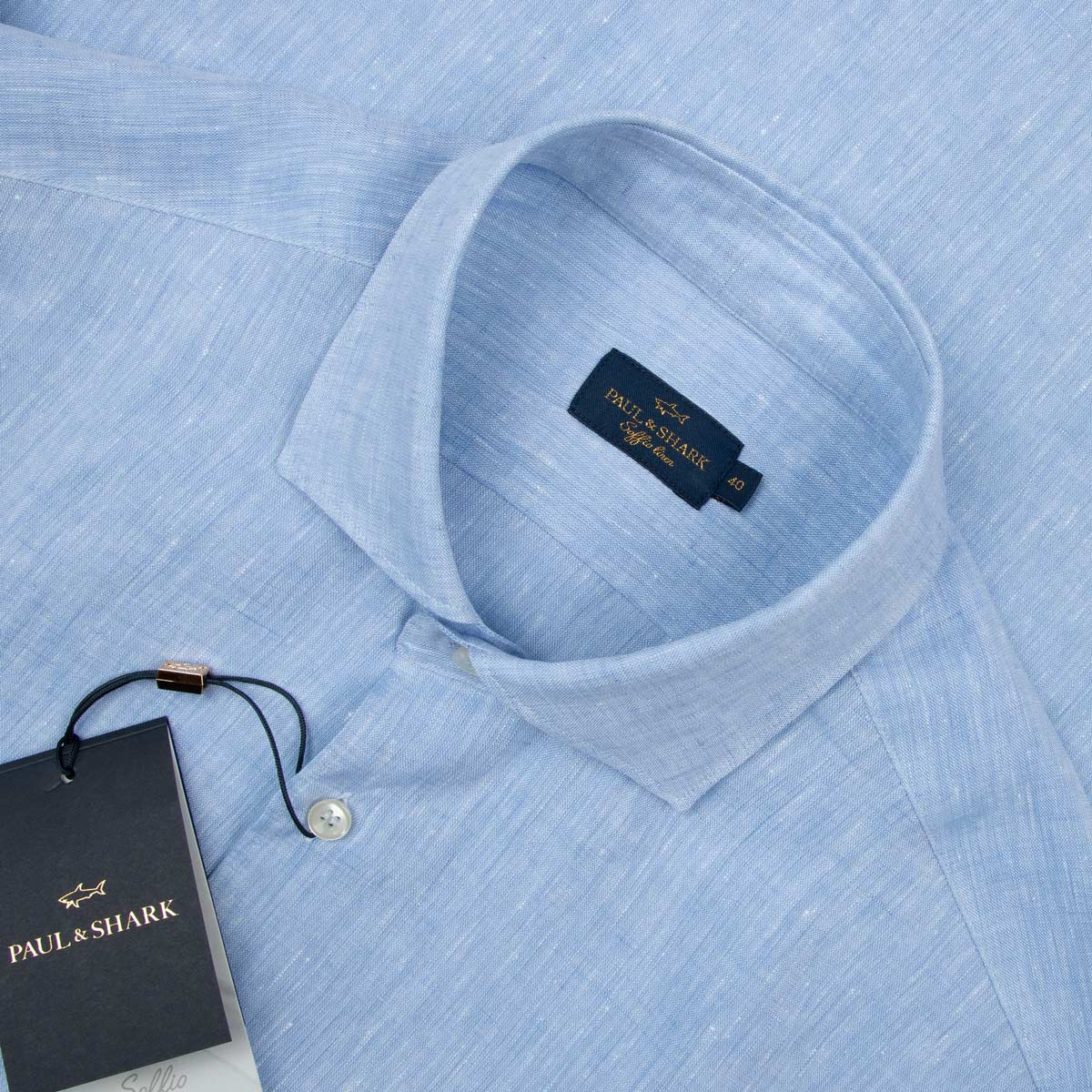 Paul &amp; Shark - Light Blue Soffio Linen Classic Fit Long Sleeve Shirt L/S SHIRTS Paul &amp; Shark