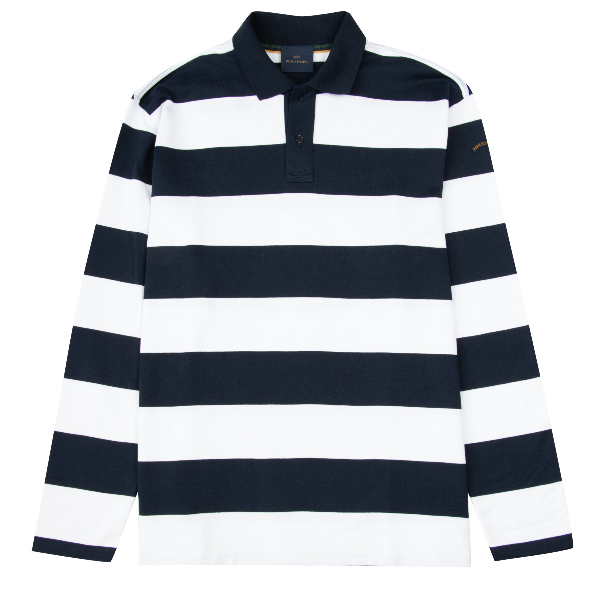 Paul and Shark - Navy and White Cotton Long Sleeve Rugby Shirt RUGBY/LS POLOS Paul &amp; Shark