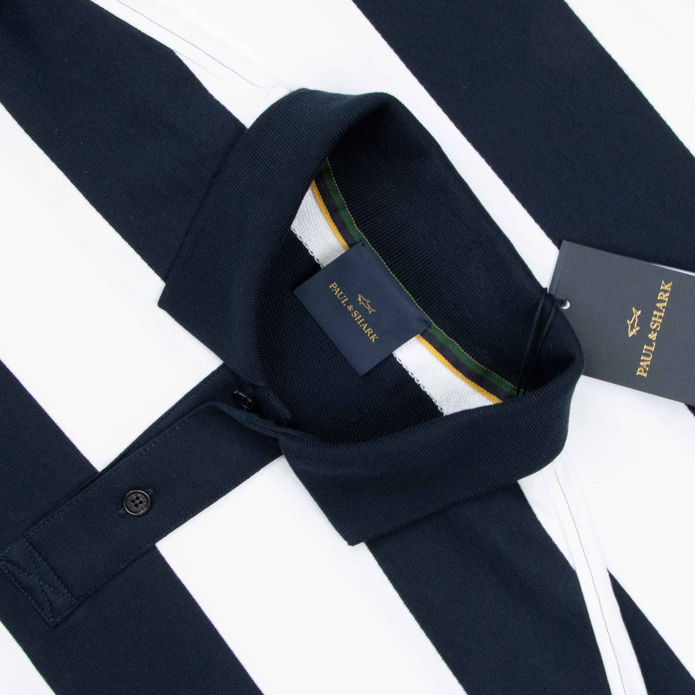 Paul and Shark - Navy and White Cotton Long Sleeve Rugby Shirt RUGBY/LS POLOS Paul &amp; Shark