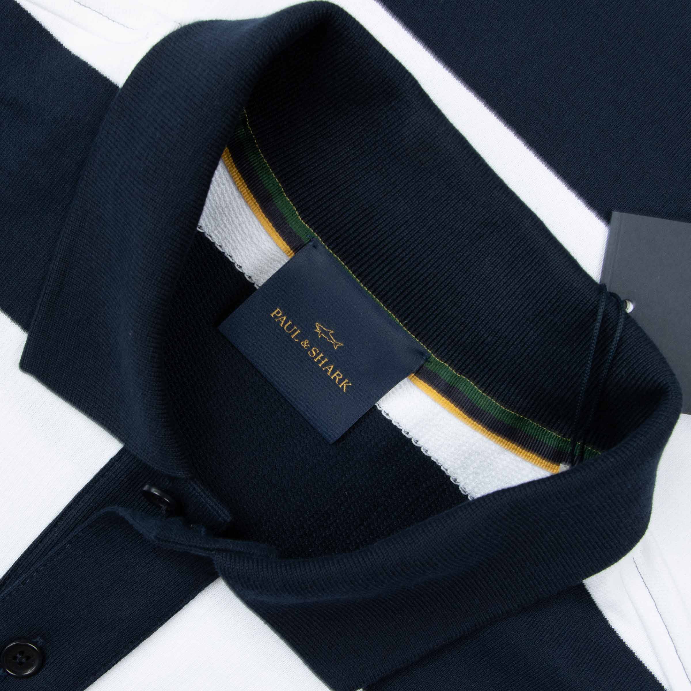 Paul and Shark - Navy and White Cotton Long Sleeve Rugby Shirt RUGBY/LS POLOS Paul &amp; Shark