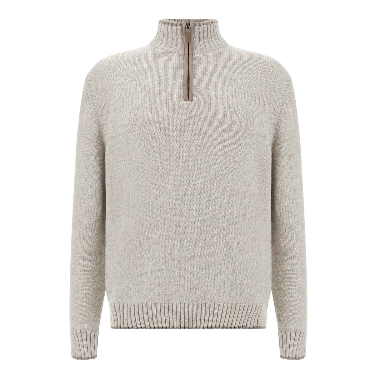 Paul &amp; Shark - Silver Grey Wool and Cashmere Half-Zip Sweater