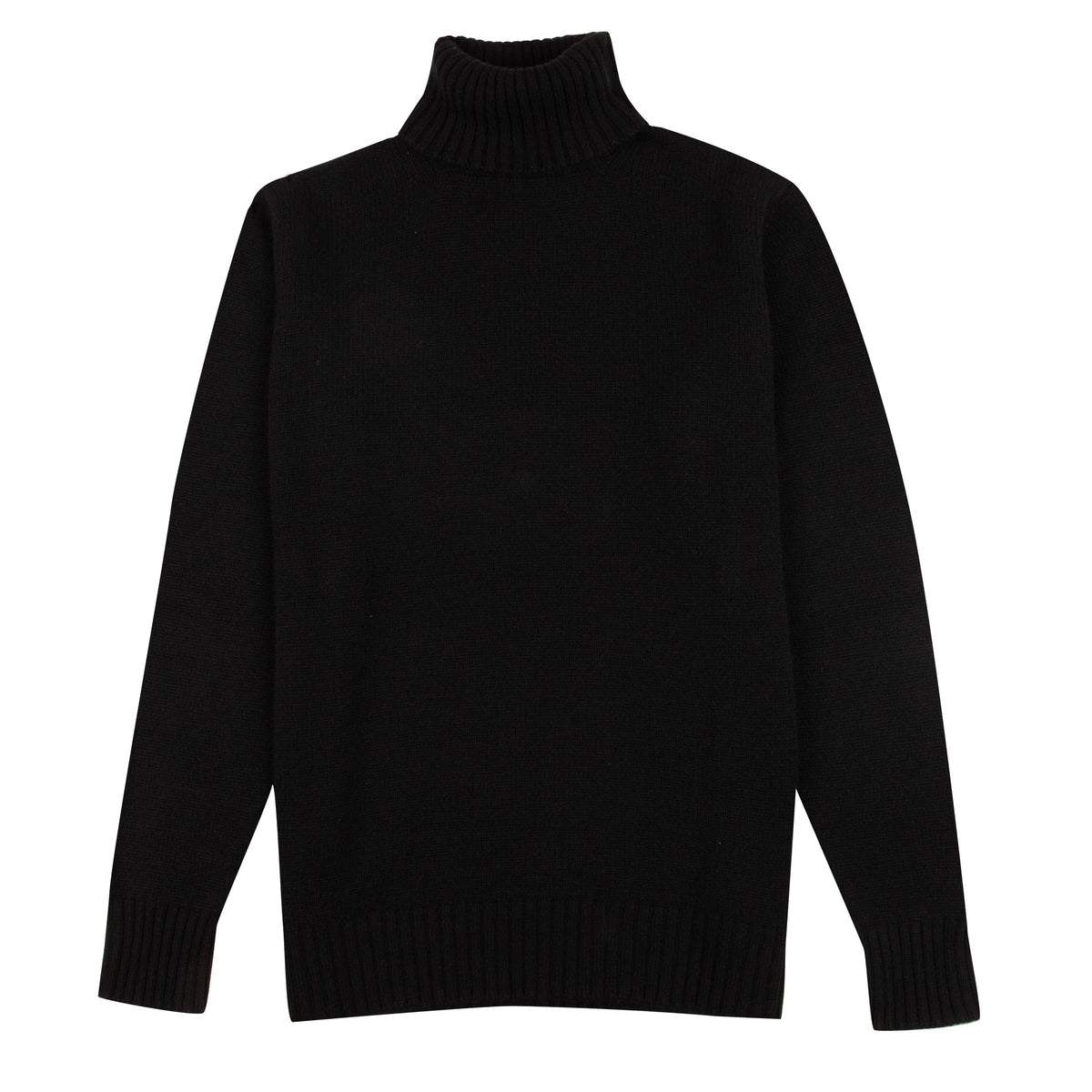 Black Portree 4ply Roll Neck Cashmere Sweater CASHMERE Robert Old