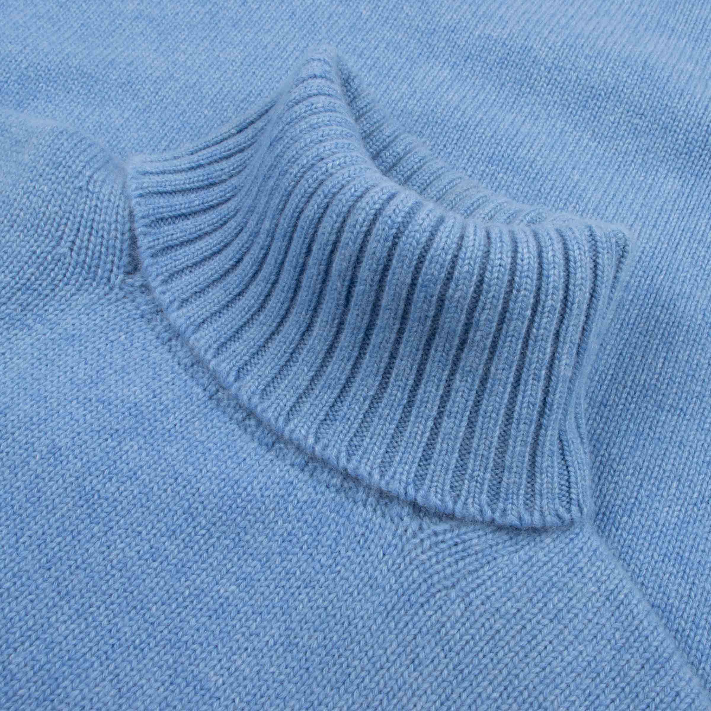 Robert Old - Suez Blue Portree 4ply Roll Neck Cashmere Sweater CASHMERE Robert Old