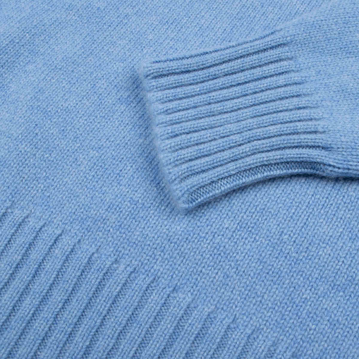 Suez Blue Portree 4ply Roll Neck Cashmere Sweater CASHMERE Robert Old