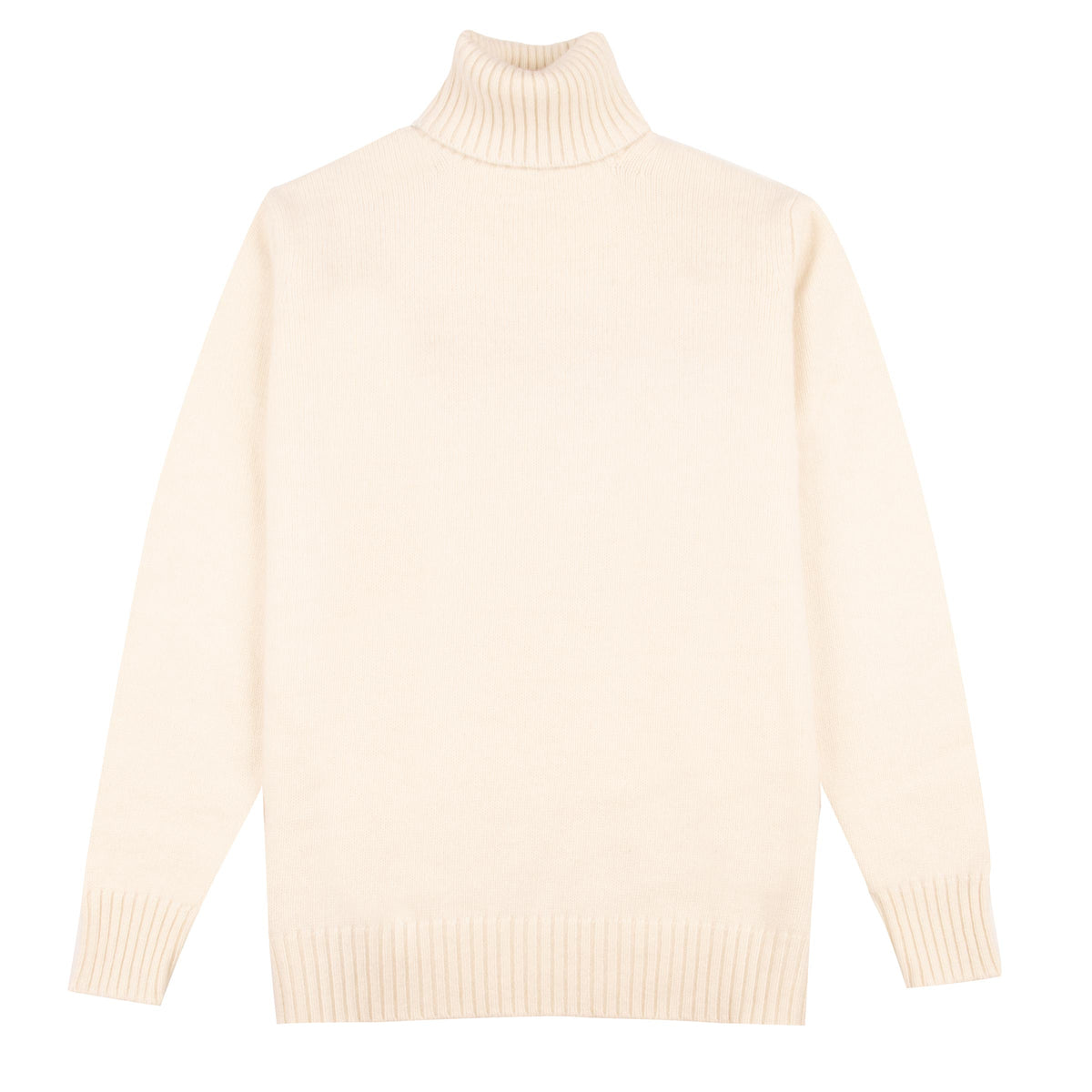 White Undyed Portree 4ply Roll Neck Cashmere Sweater CASHMERE Robert Old