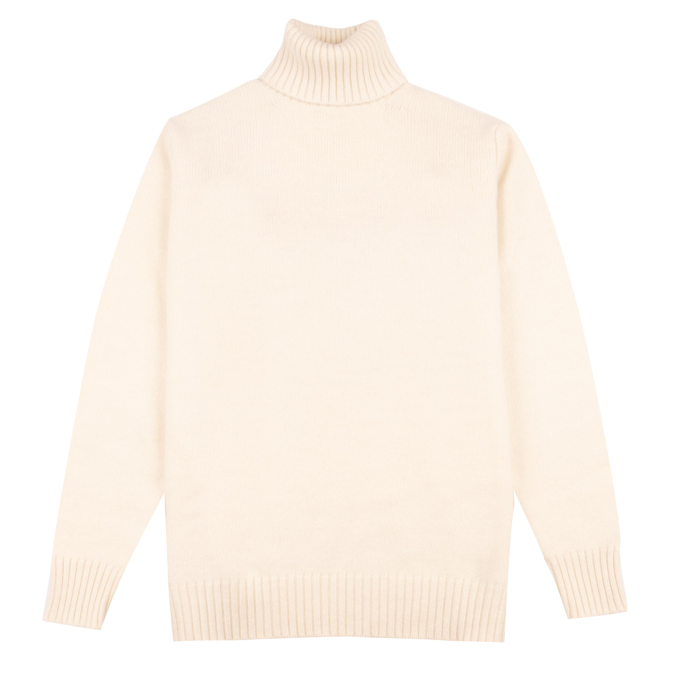 Robert Old - White Undyed Portree 4ply Roll Neck Cashmere Sweater CASHMERE Robert Old