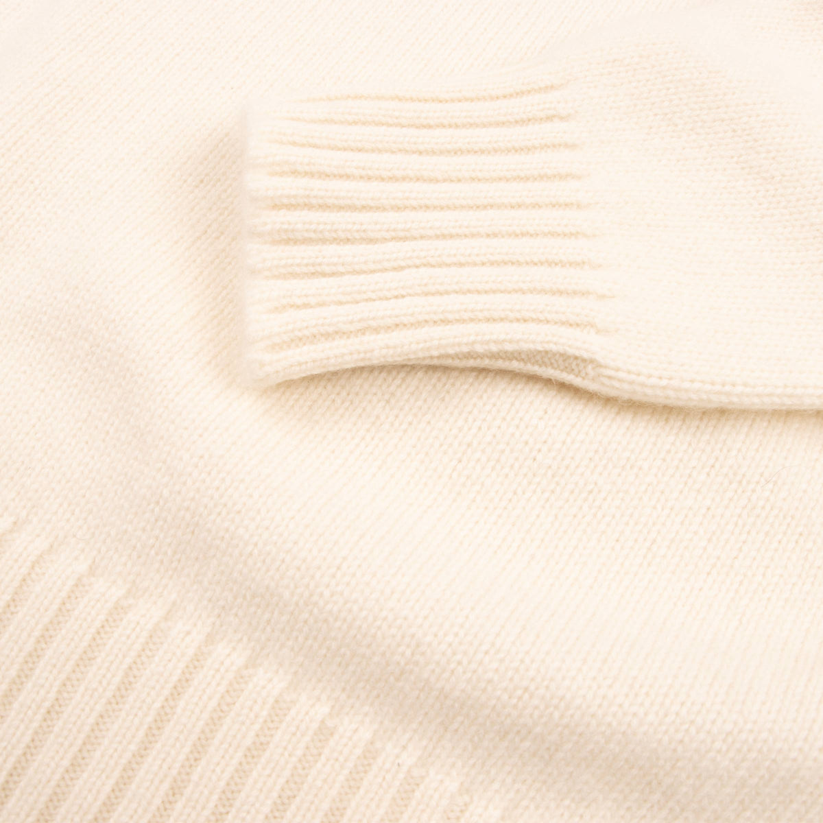 White Undyed Portree 4ply Roll Neck Cashmere Sweater CASHMERE Robert Old