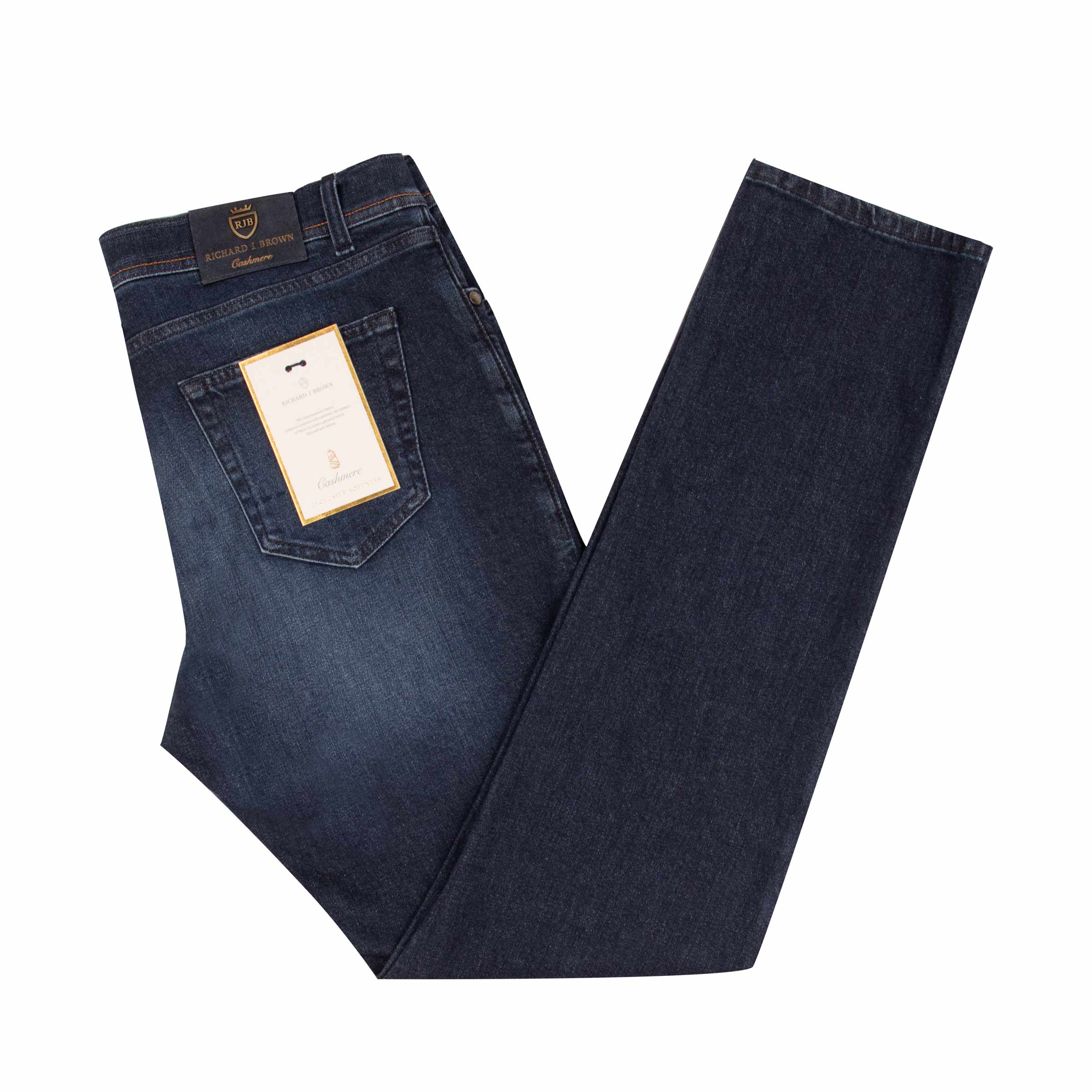 Richard J Brown - Mid Wash 'Milano' Cotton & Cashmere Regular Fit Jeans JEANS Richard J Brown