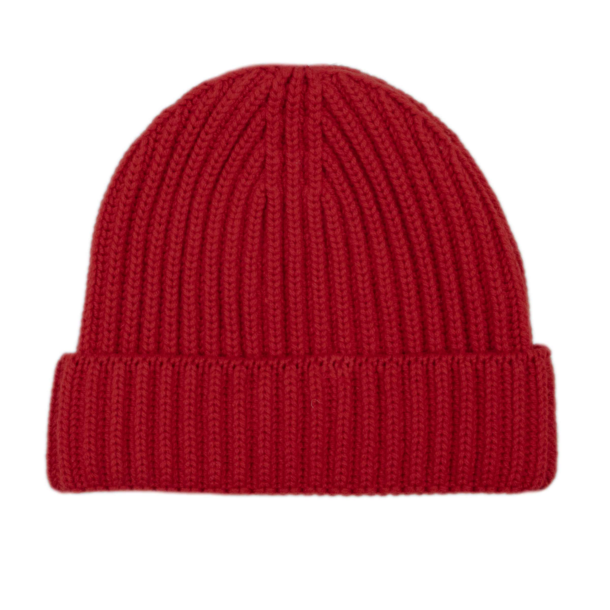 Robert Old - Fisherman Knit 8ply Cashmere Hat - Ruby Red CAPS & HATS Robert Old