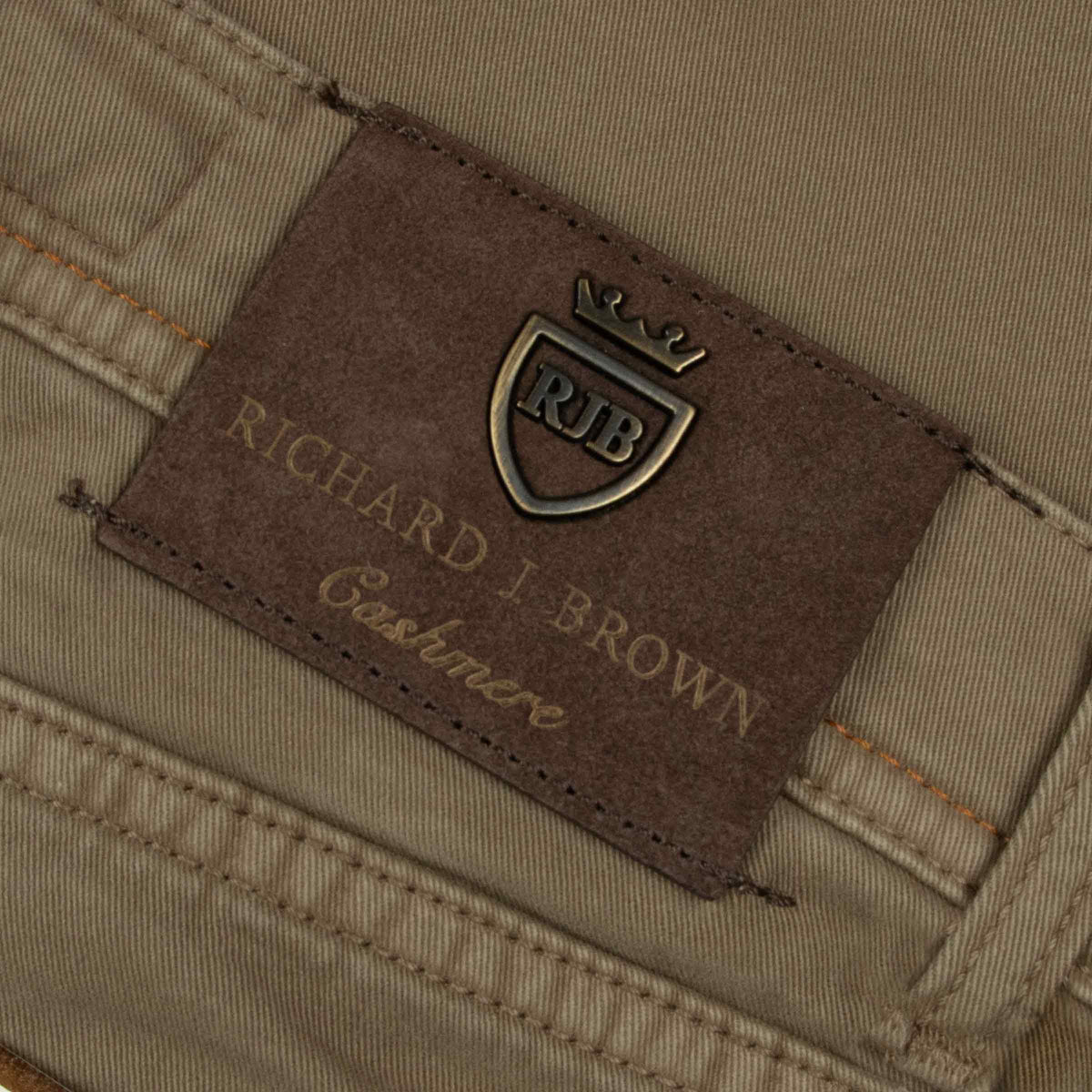Richard J Brown - Khaki Brown Cotton Cashmere Denim 'Milano' Regular Fit Jeans JEANS Richard J Brown