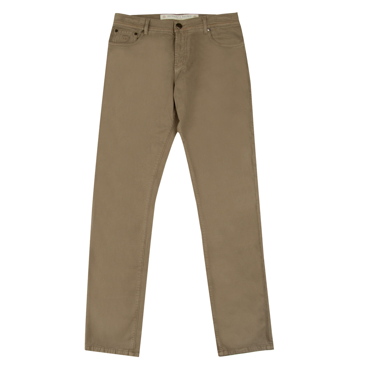 Richard J Brown - Khaki Brown Cotton Cashmere Denim 'Milano' Regular Fit Jeans JEANS Richard J Brown