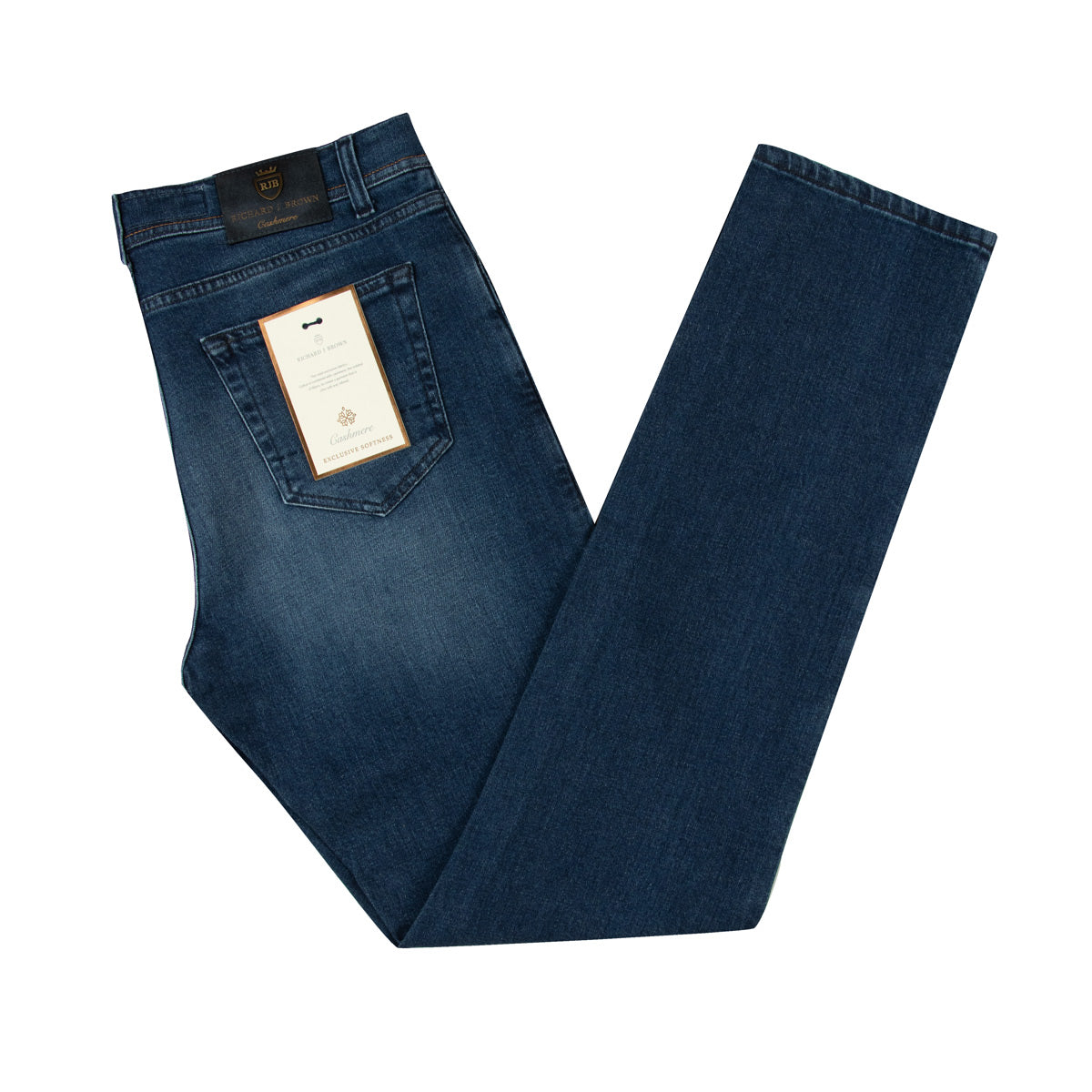 Richard J Brown - Mid Wash Cotton Cashmere Denim 'Milano' Regular Fit Jeans JEANS Richard J Brown