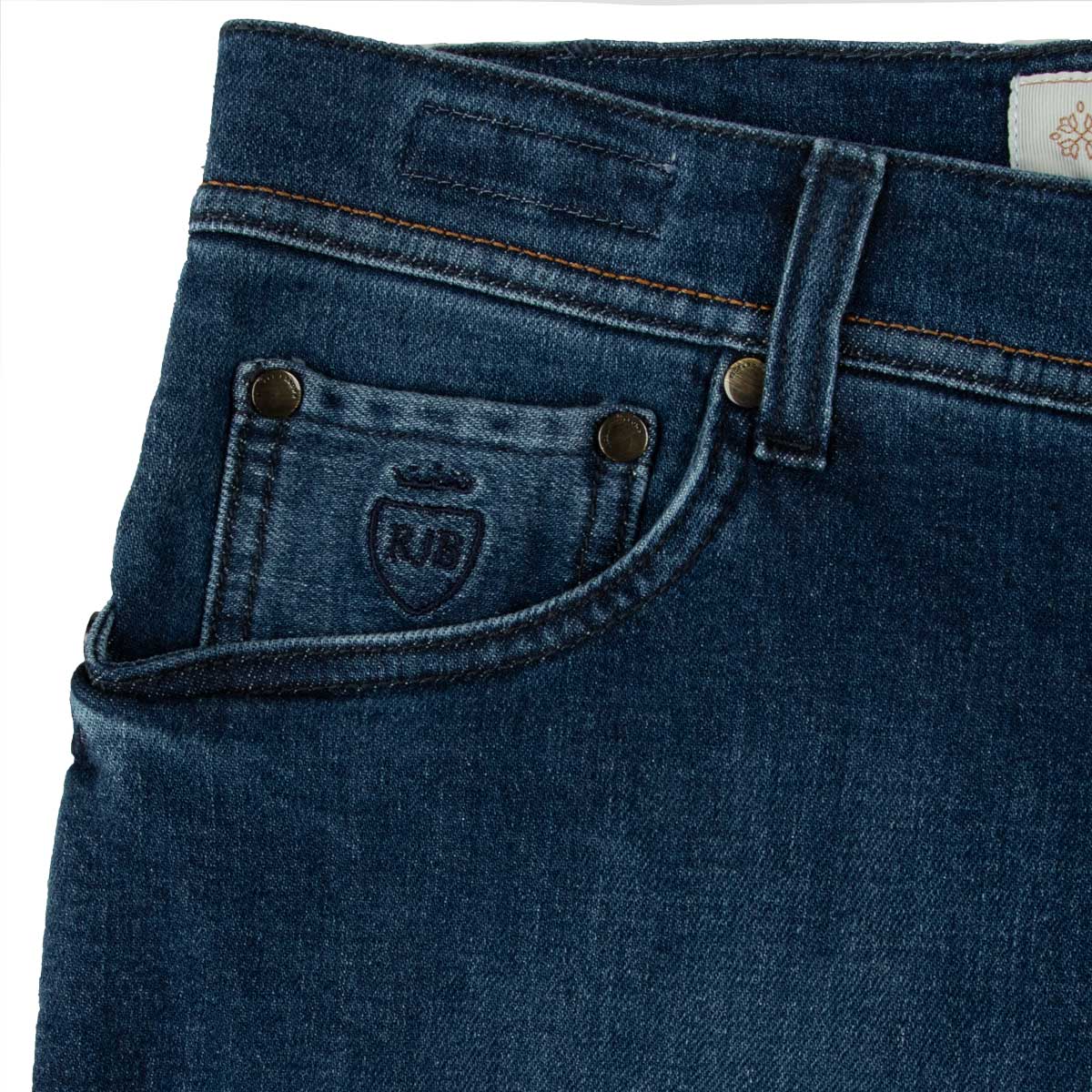 Richard J Brown - Mid Wash Cotton Cashmere Denim 'Milano' Regular Fit Jeans JEANS Richard J Brown