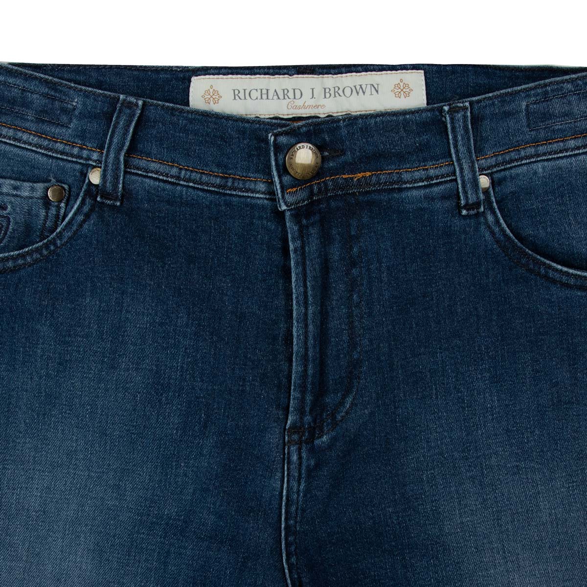 Richard J Brown - Mid Wash Cotton Cashmere Denim 'Milano' Regular Fit Jeans JEANS Richard J Brown