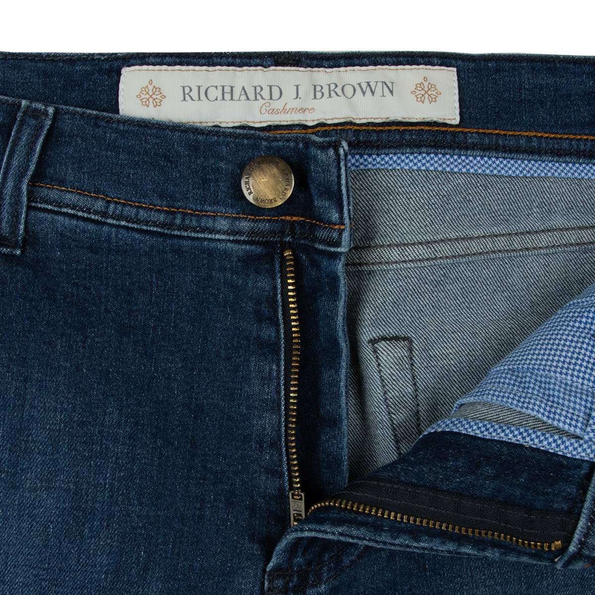 Richard J Brown - Mid Wash Cotton Cashmere Denim 'Milano' Regular Fit Jeans JEANS Richard J Brown