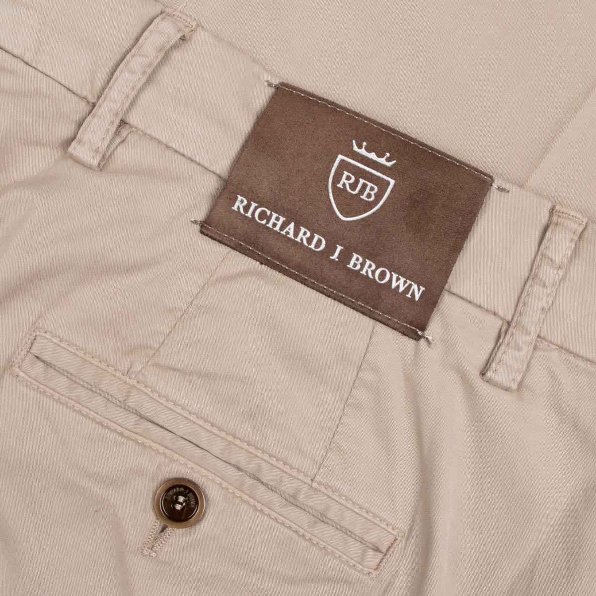 Richard J Brown - Mushroom Brown 'Singapore' Cotton Chinos CASUAL TROUSERS Richard J Brown