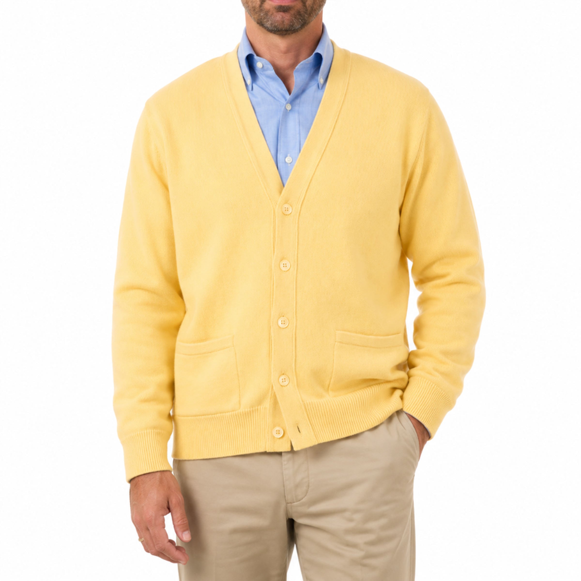 Lemon Frost Mallaig 4ply Cashmere Cardigan CASHMERE Robert Old
