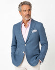 Robert Old - Mid Blue Herringbone Wool & Linen Jacket JACKETS Robert Old