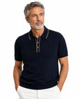 Robert Old - Navy Accented Ribbed Cotton Polo Shirt S/S POLOS Robert Old