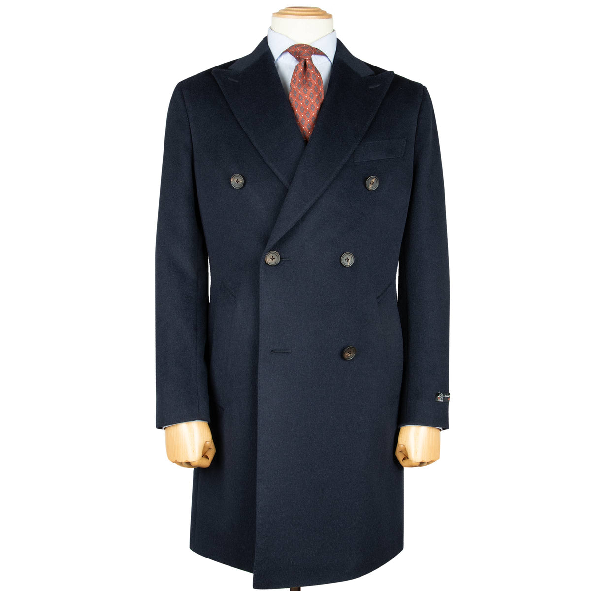 Navy Camel Hair Double-Breasted Overcoat OVERCOATS Robert Old