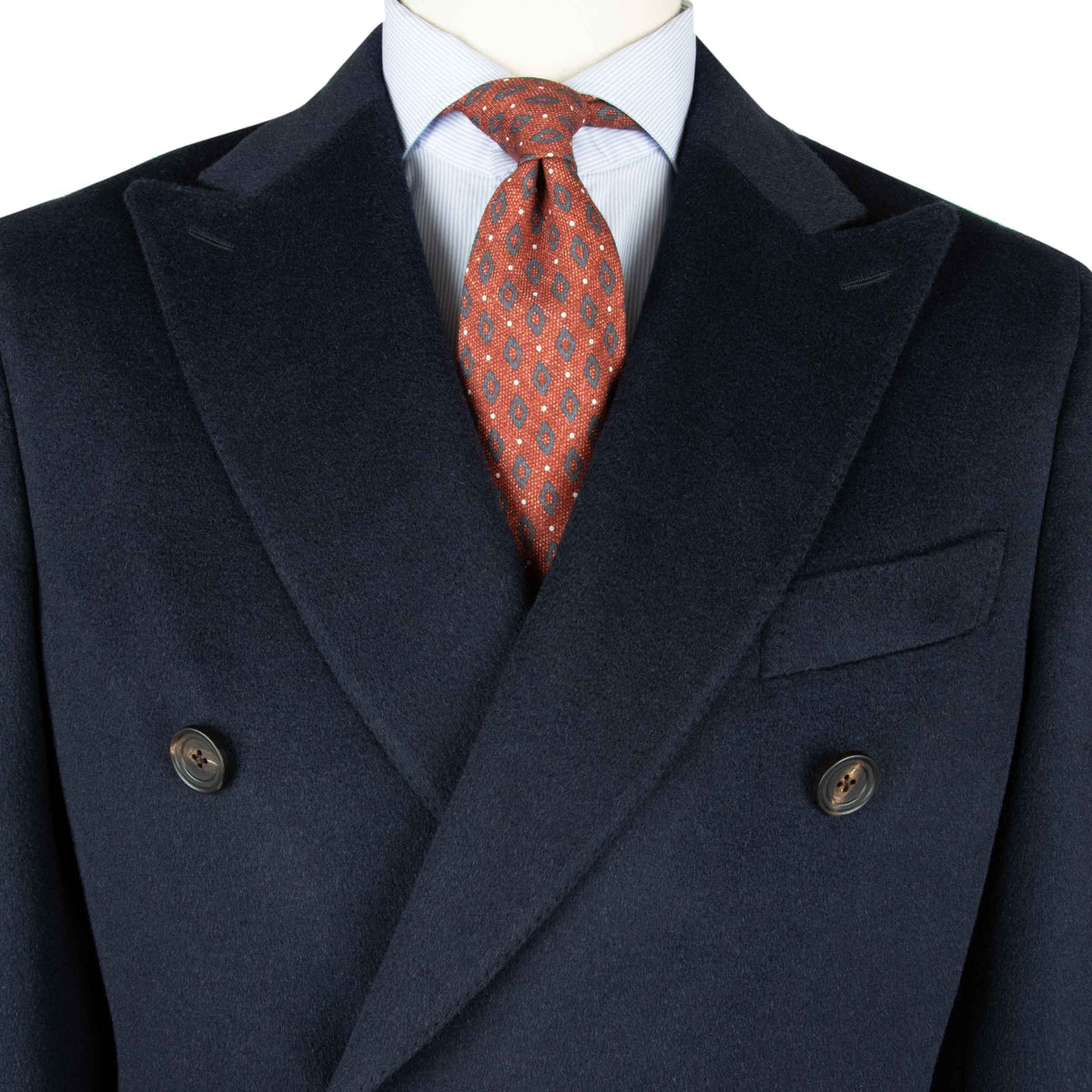 Navy Camel Hair Double-Breasted Overcoat OVERCOATS Robert Old