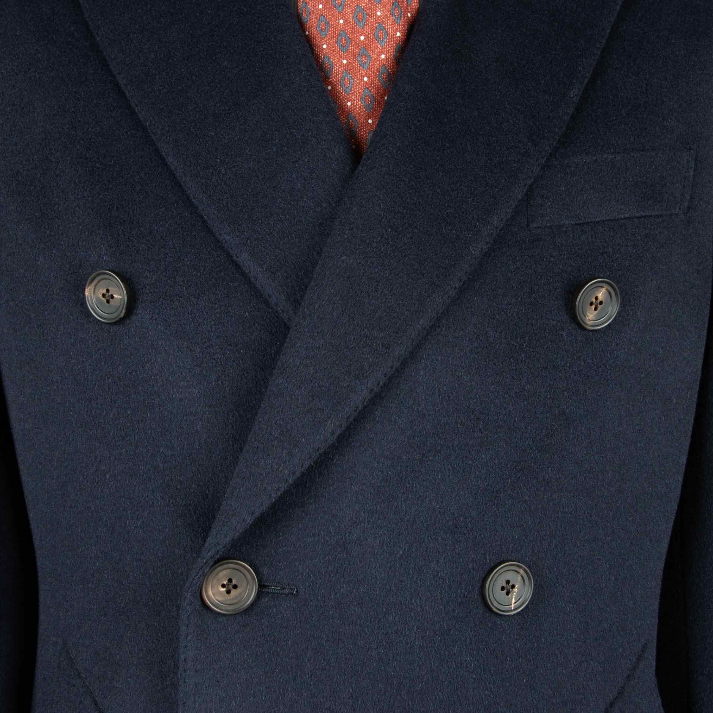Robert Old - Navy Camel Hair Double-Breasted Overcoat crafted with Loro Piana Fabric OVERCOATS 