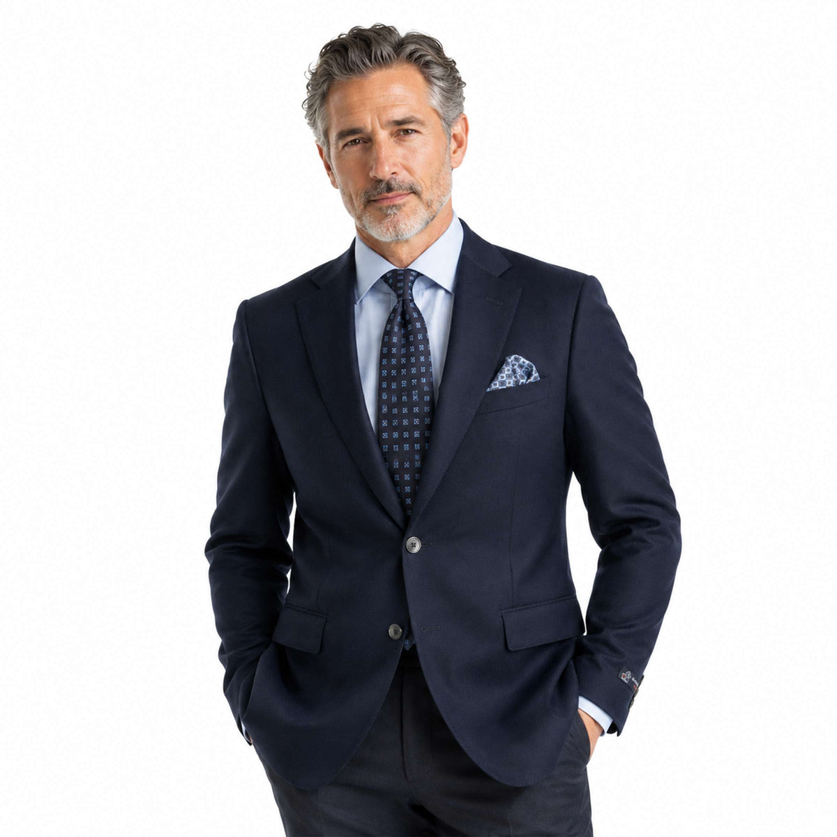 Navy Wool & Cashmere Twill Blazer JACKETS Robert Old
