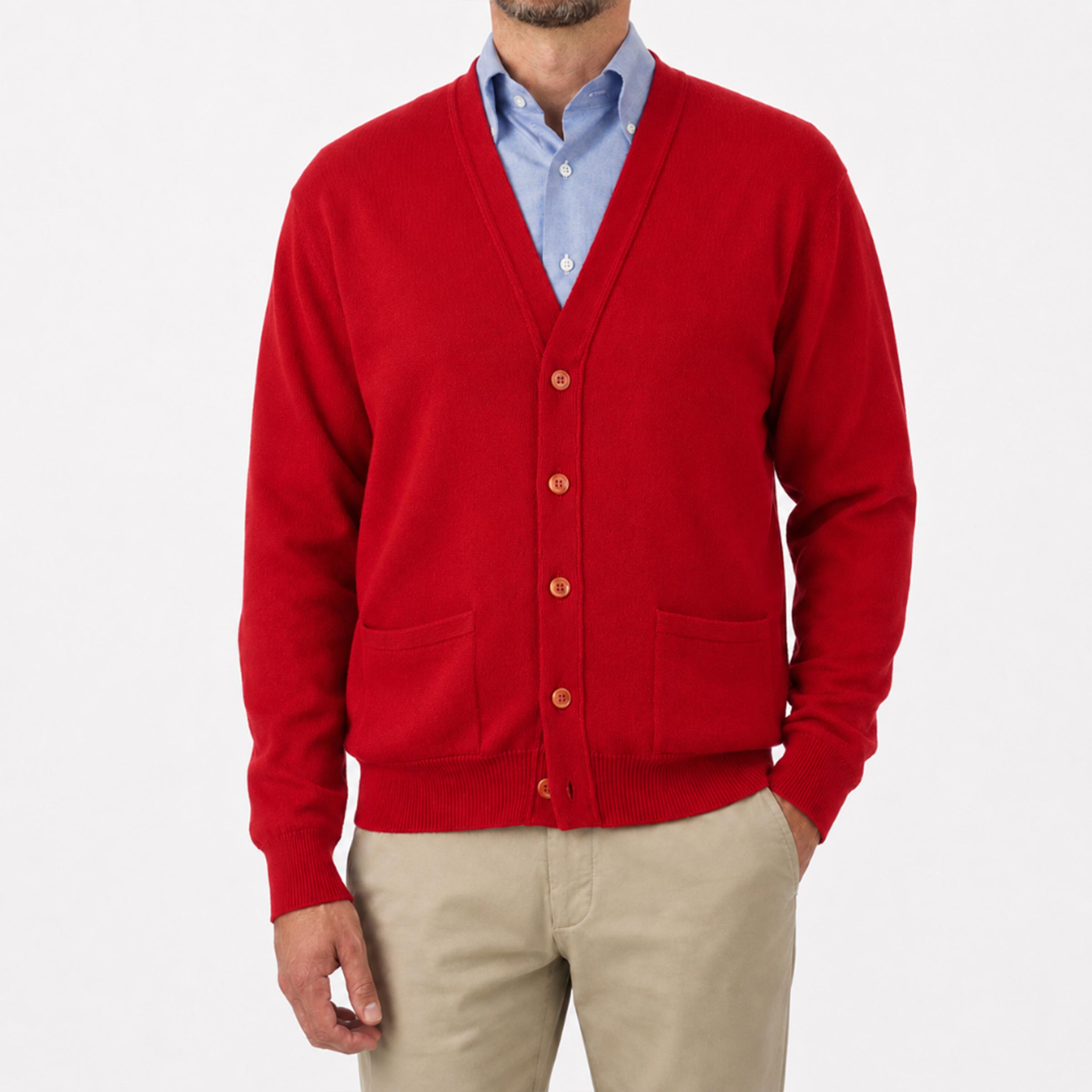 Ruby Red Mallaig 4ply Cashmere Cardigan CASHMERE Robert Old