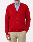 Ruby Red Mallaig 4ply Cashmere Cardigan CASHMERE Robert Old