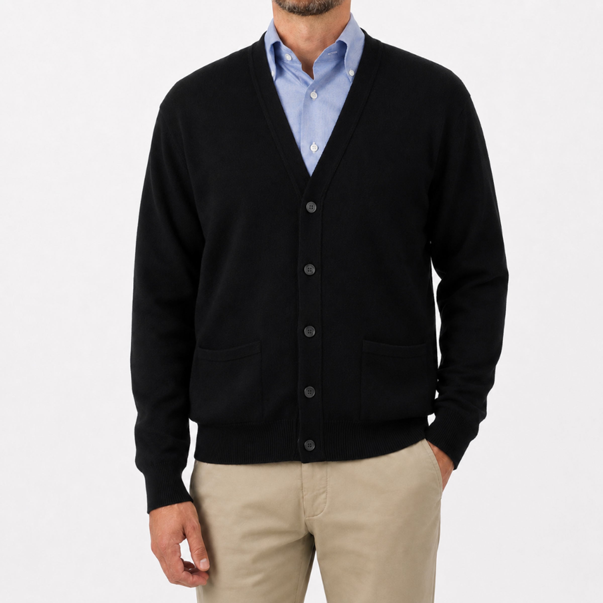 Black Mallaig 4ply Cashmere Cardigan CASHMERE Robert Old