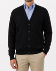 Black Mallaig 4ply Cashmere Cardigan CASHMERE Robert Old