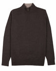 Der Bowmore Kaschmirpullover mit 1/4-Reißverschluss am Hals - Flanell / Marineblau