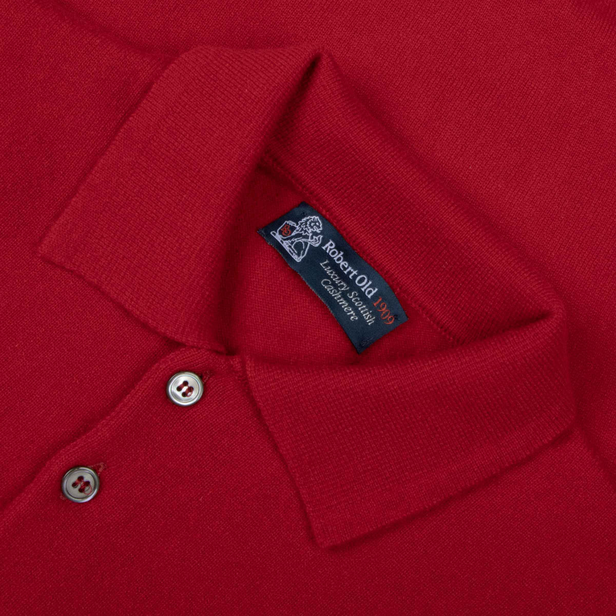 The Oban 3 button long sleeve Cashmere Polo Sweater - Chianti Red CASHMERE Robert Old