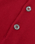The Oban 3 button long sleeve Cashmere Polo Sweater - Chianti Red CASHMERE Robert Old