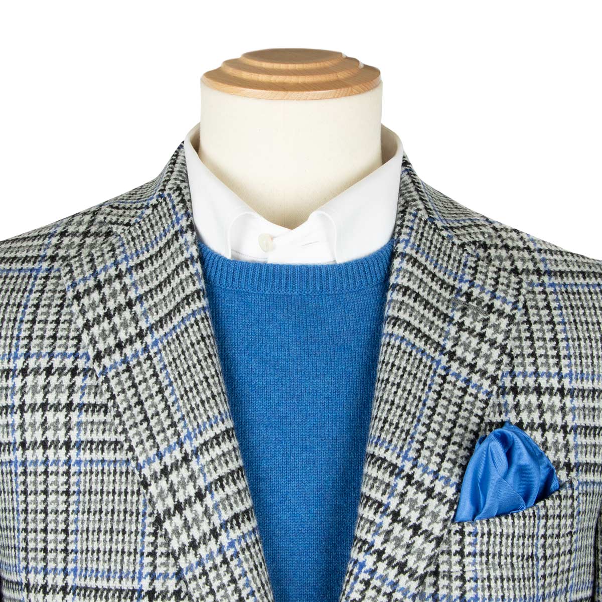 Robert Old - Grey & Blue Prince of Wales Check Wool Jacket JACKETS Robert Old