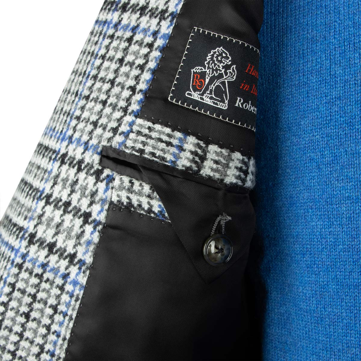 Robert Old - Grey &amp; Blue Prince of Wales Check Wool Jacket JACKETS Robert Old
