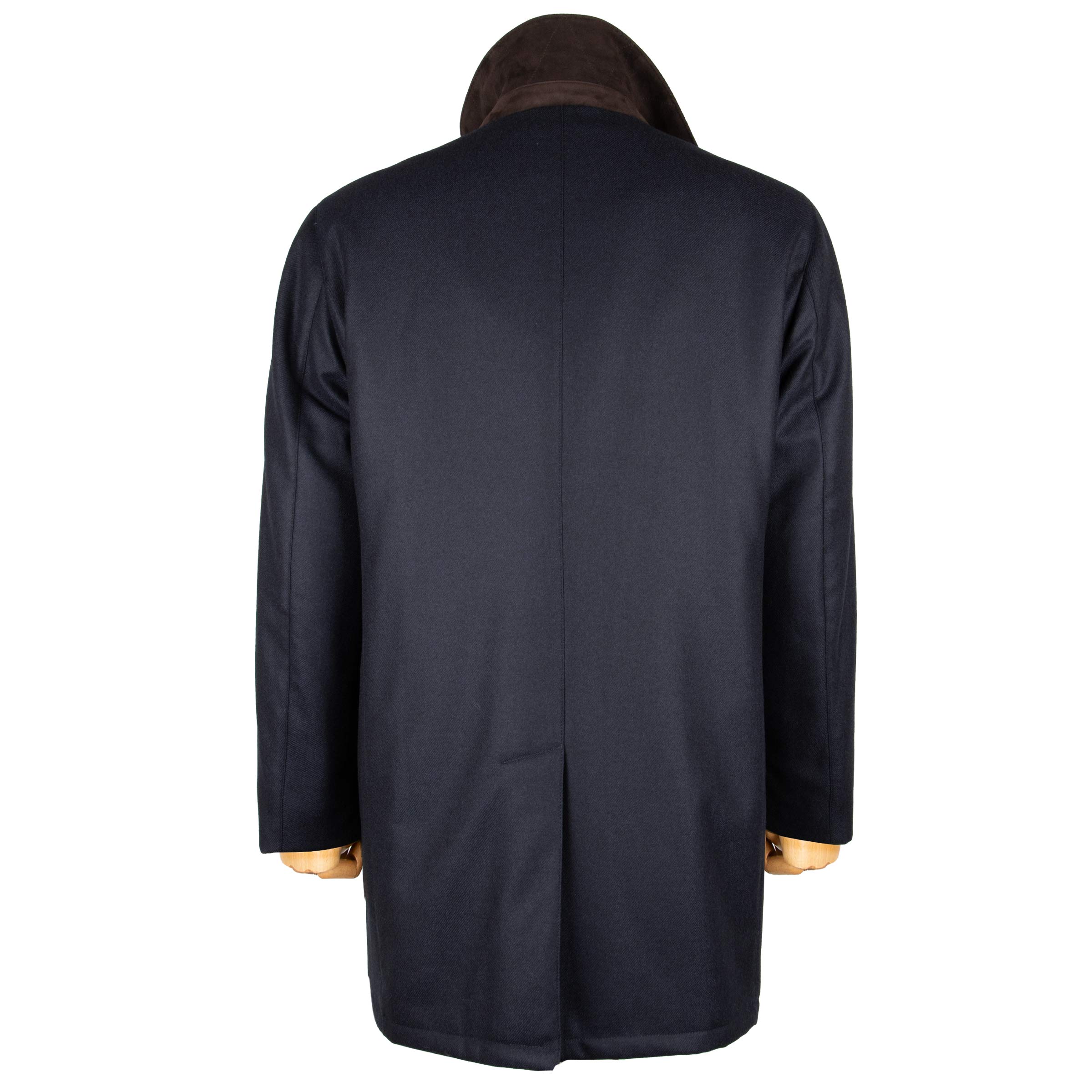Robert Old - Navy Button Down Coat Crafted with a Loro Piana Green Storm System Wool & Cashmere Fabric OVERCOATS Robert Old