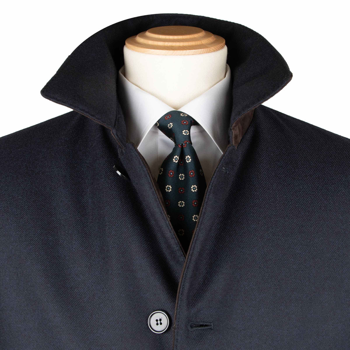Navy Water Repellent Overcoat Crafted With Wool &amp; Cashmere Fabric OVERCOATS Robert Old