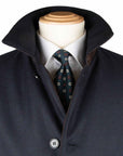 Robert Old - Navy Button Down Coat Crafted with a Loro Piana Green Storm System Wool & Cashmere Fabric OVERCOATS Robert Old