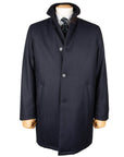 Robert Old - Navy Button Down Coat Crafted with a Loro Piana Green Storm System Wool & Cashmere Fabric OVERCOATS Robert Old