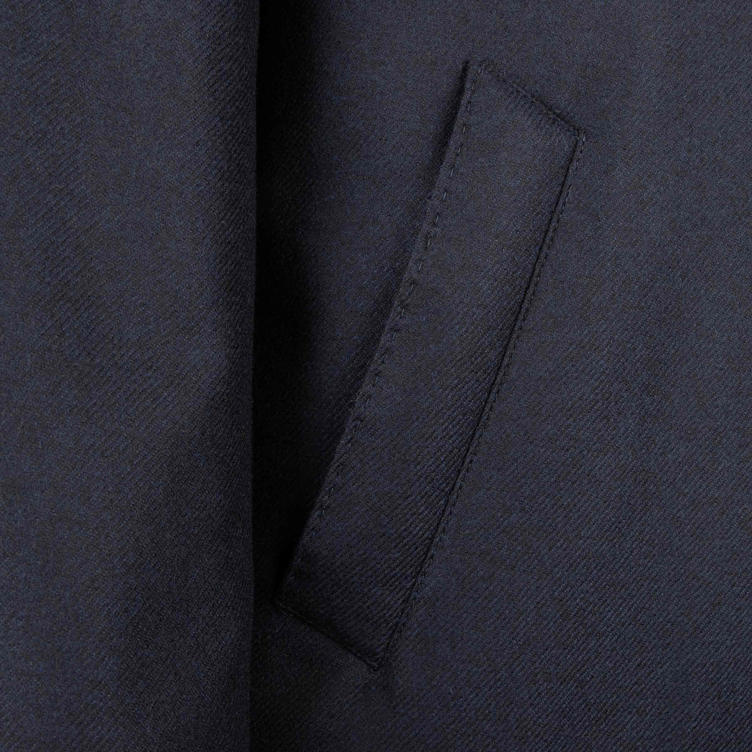 Robert Old - Navy Button Down Coat Crafted with a Loro Piana Green Storm System Wool &amp; Cashmere Fabric OVERCOATS Robert Old