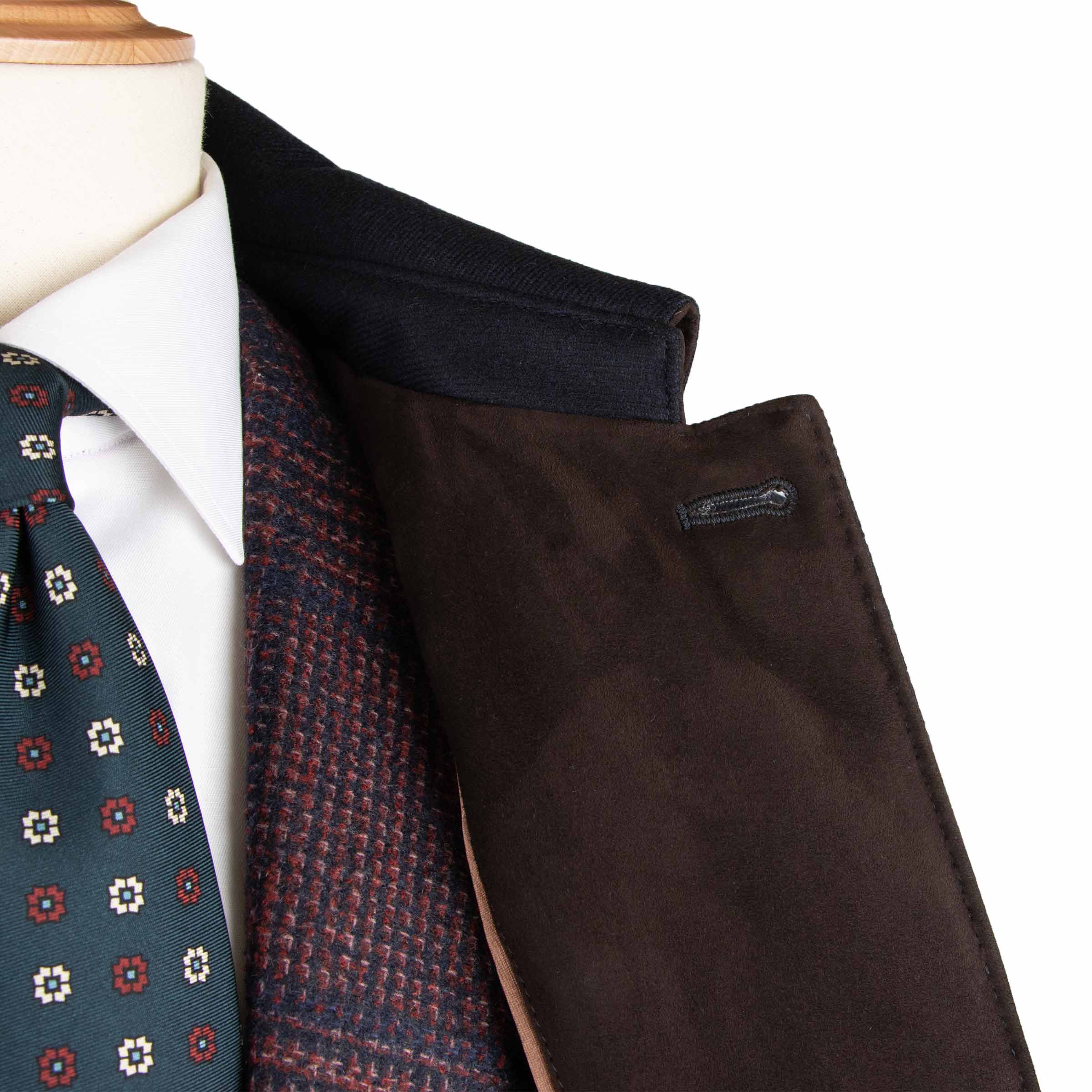 Robert Old - Navy Button Down Coat Crafted with a Loro Piana Green Storm System Wool &amp; Cashmere Fabric OVERCOATS Robert Old