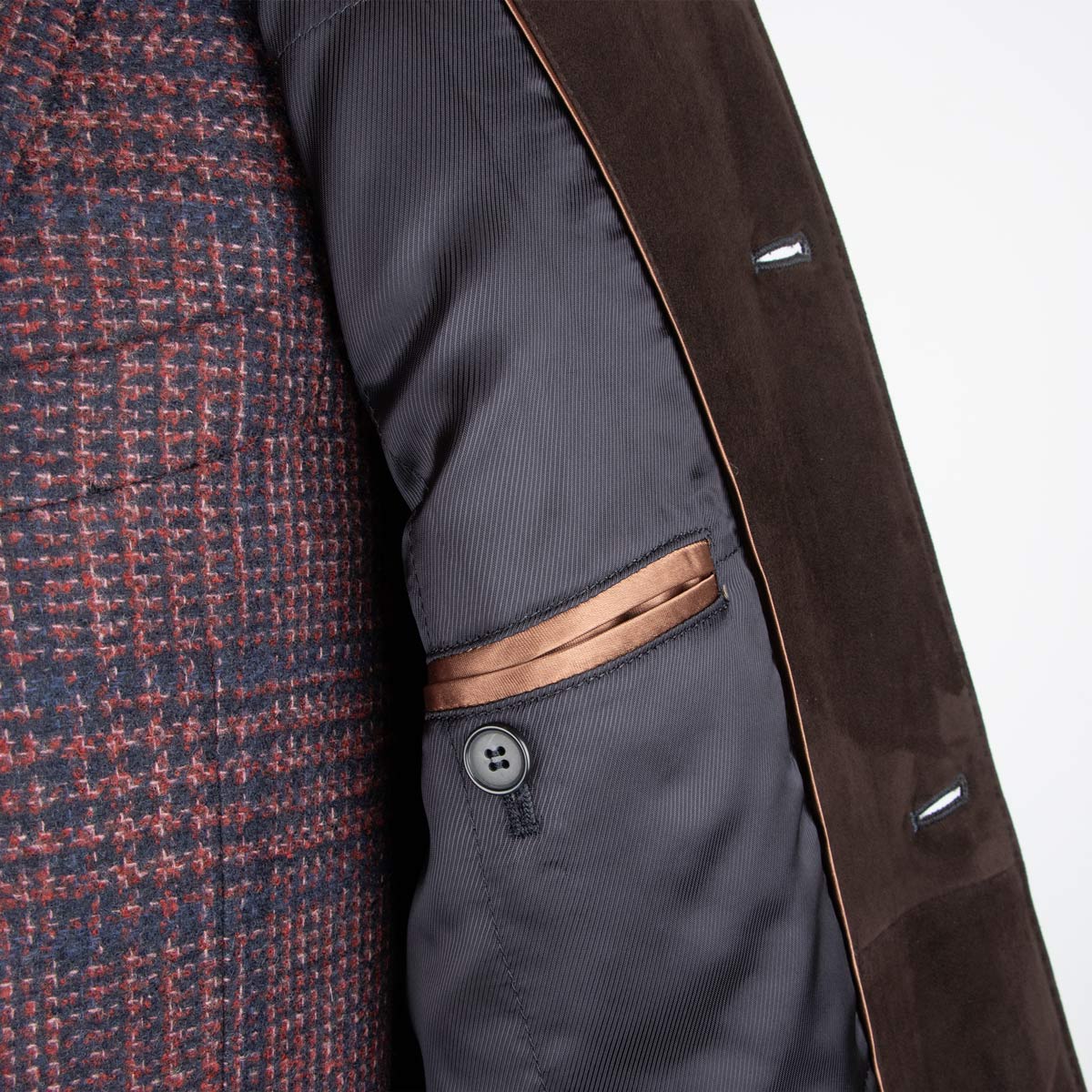 Robert Old - Navy Button Down Coat Crafted with a Loro Piana Green Storm System Wool &amp; Cashmere Fabric OVERCOATS Robert Old