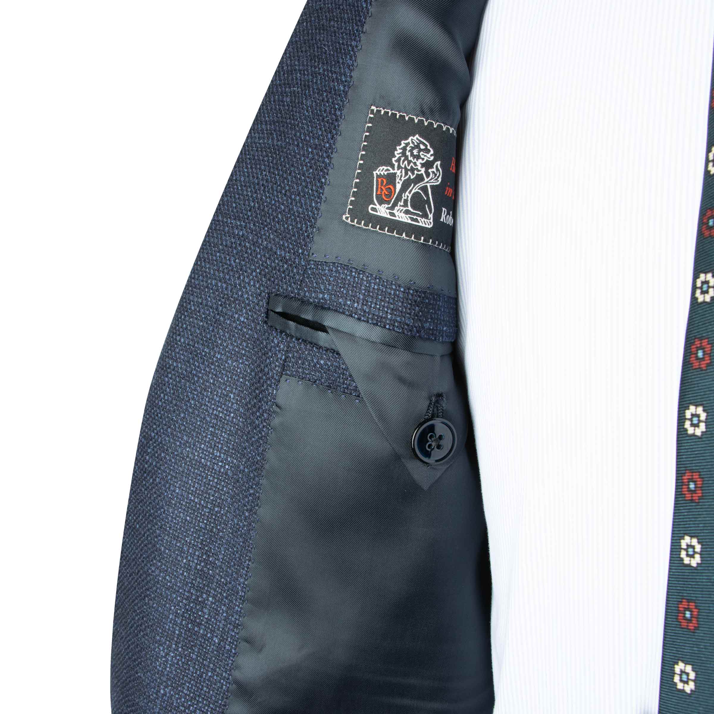 Robert Old - Navy Weave Wool &amp; Silk Jacket crafted with Loro Piana Fabric JACKETS Robert Old